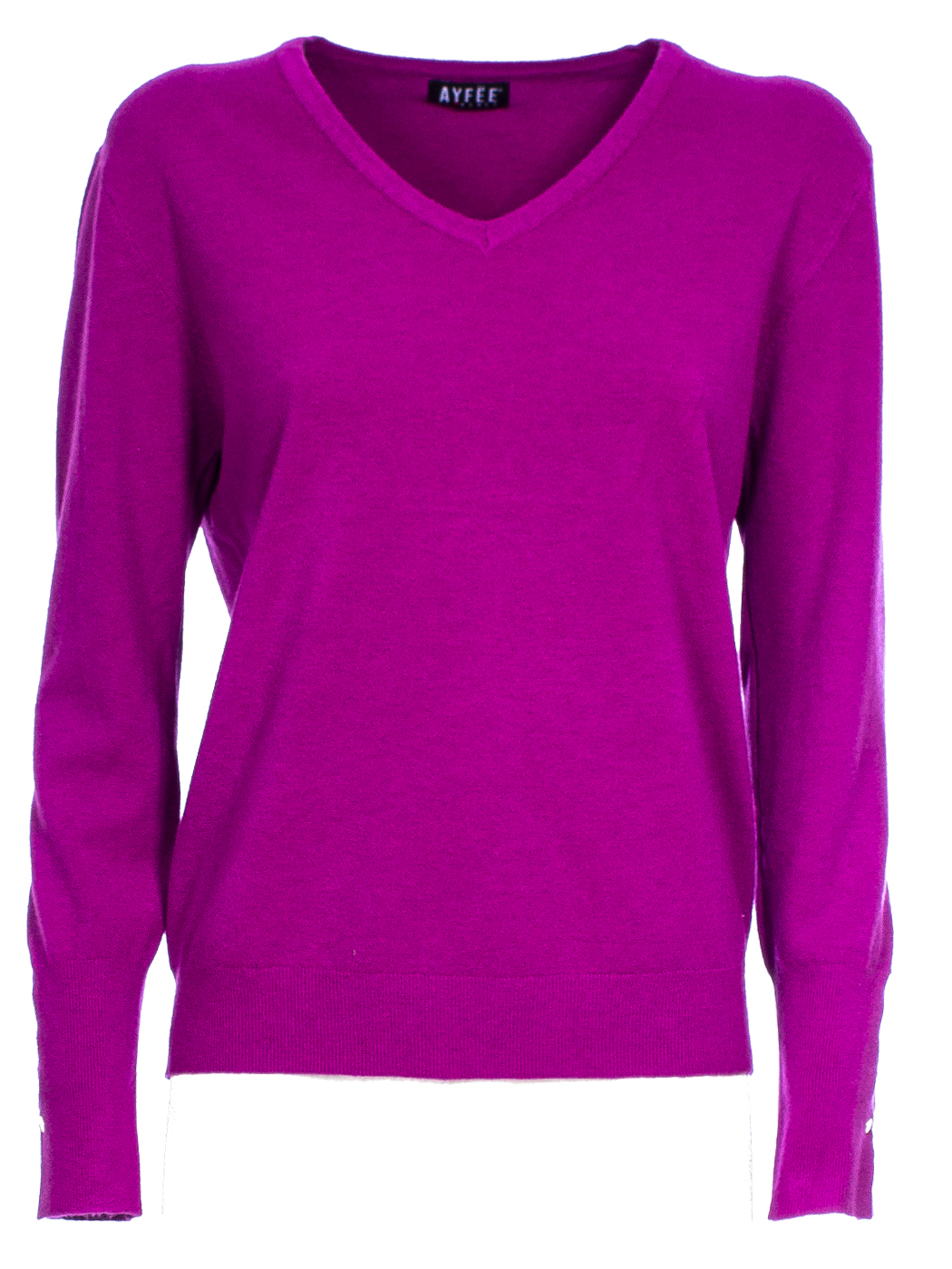 MAGLIA SCOLLO A V, 3 TG, 30% AC 22%NY 20%VI 28%PL, MADE IN PRC       - PURPLE